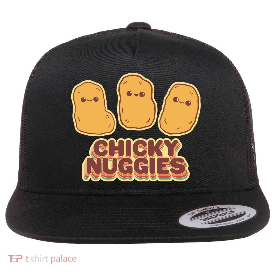 Chicky Nuggies Cute Retro Kawaii Chicken Nuggets Nuggs Meme Flatbill Hat