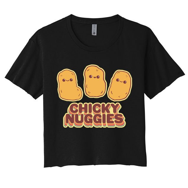 Chicky Nuggies Cute Retro Kawaii Chicken Nuggets Nuggs Meme Crop Top