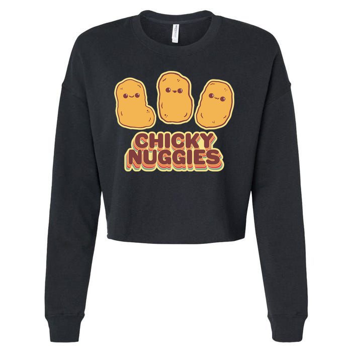 Chicky Nuggies Cute Retro Kawaii Chicken Nuggets Nuggs Meme Cropped Pullover Crew