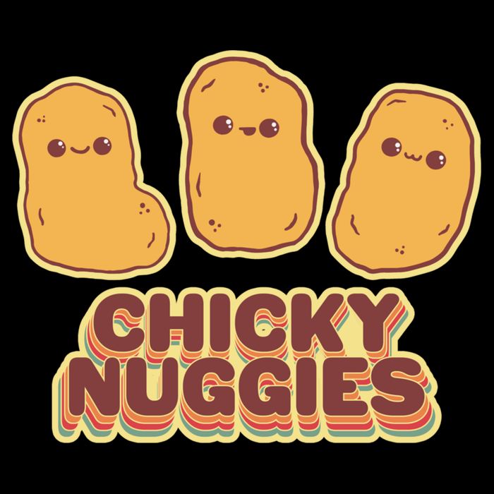 Chicky Nuggies Cute Retro Kawaii Chicken Nuggets Nuggs Meme Cropped Pullover Crew