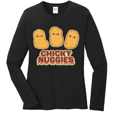 Chicky Nuggies Cute Retro Kawaii Chicken Nuggets Nuggs Meme Ladies Long Sleeve Shirt