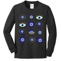 Cute Nazar Charm Bad Eye Protected Masallah Turkish Culture Kids Long Sleeve Shirt