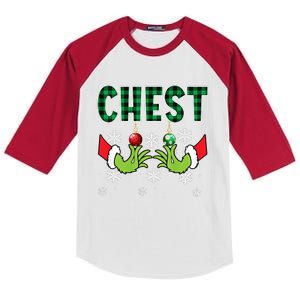 Chest Nuts Christmas Funny Matching Couple Chestnuts  Kids Colorblock Raglan Jersey