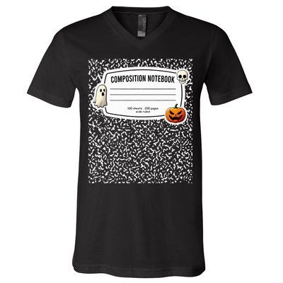 Composition Notebook Costume Adult Halloween For Teachers V-Neck T-Shirt
