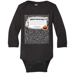 Composition Notebook Costume Adult Halloween For Teachers Baby Long Sleeve Bodysuit