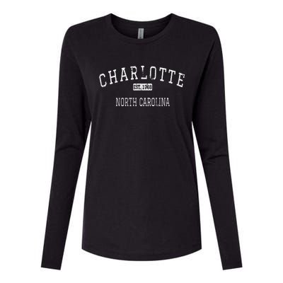 Charlotte North Carolina NC Vintage Womens Cotton Relaxed Long Sleeve T-Shirt