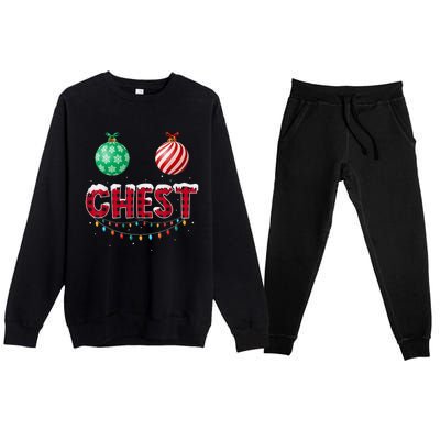 Chest Nuts Christmas Shirt Funny Matching Couple Chestnuts Premium Crewneck Sweatsuit Set