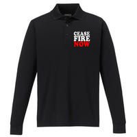 Ceasefire NOW  Performance Long Sleeve Polo