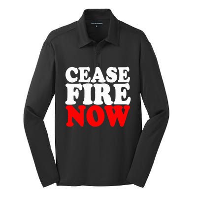 Ceasefire NOW  Silk Touch Performance Long Sleeve Polo