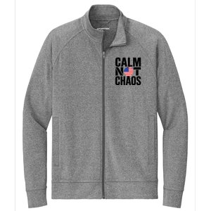 Calm Not Chaos Bold Political Stretch Full-Zip Cadet Jacket