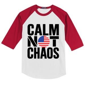 Calm Not Chaos Bold Political Kids Colorblock Raglan Jersey