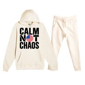 Calm Not Chaos Bold Political Premium Hooded Sweatsuit Set