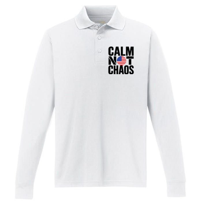 Calm Not Chaos Bold Political Performance Long Sleeve Polo