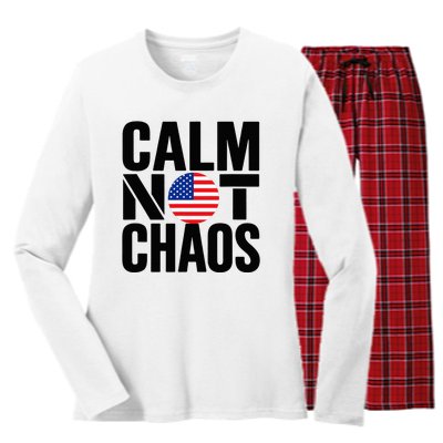 Calm Not Chaos Bold Political Women's Long Sleeve Flannel Pajama Set 