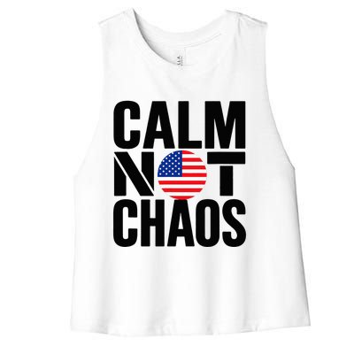 Calm Not Chaos Bold Political Women's Racerback Cropped Tank