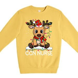 Ccn Nurse Christmas Reindeer Santa Claus Xmas Nurse Scrubs Gift Premium Crewneck Sweatshirt