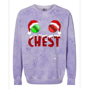 Chest Nuts Christmas Funny Matching Couple Chest Nuts Colorblast Crewneck Sweatshirt