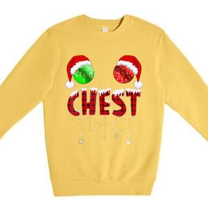 Chest Nuts Christmas Funny Matching Couple Chest Nuts Premium Crewneck Sweatshirt