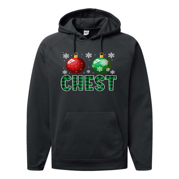 Chest Nuts Christmas Matching Couple Plaid Graphic Chestnuts  Performance Fleece Hoodie