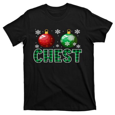 Chest Nuts Christmas Matching Couple Plaid Graphic Chestnuts  T-Shirt