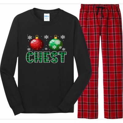 Chest Nuts Christmas Matching Couple Plaid Graphic Chestnuts  Long Sleeve Pajama Set