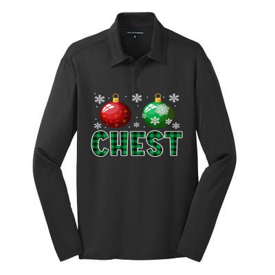 Chest Nuts Christmas Matching Couple Plaid Graphic Chestnuts  Silk Touch Performance Long Sleeve Polo