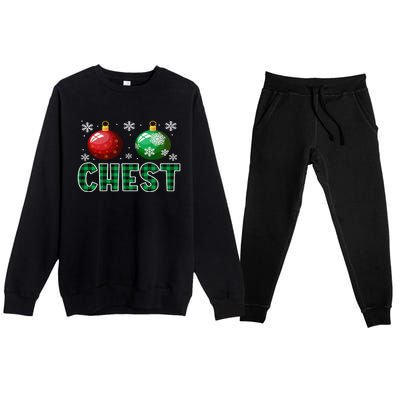 Chest Nuts Christmas Matching Couple Plaid Graphic Chestnuts  Premium Crewneck Sweatsuit Set