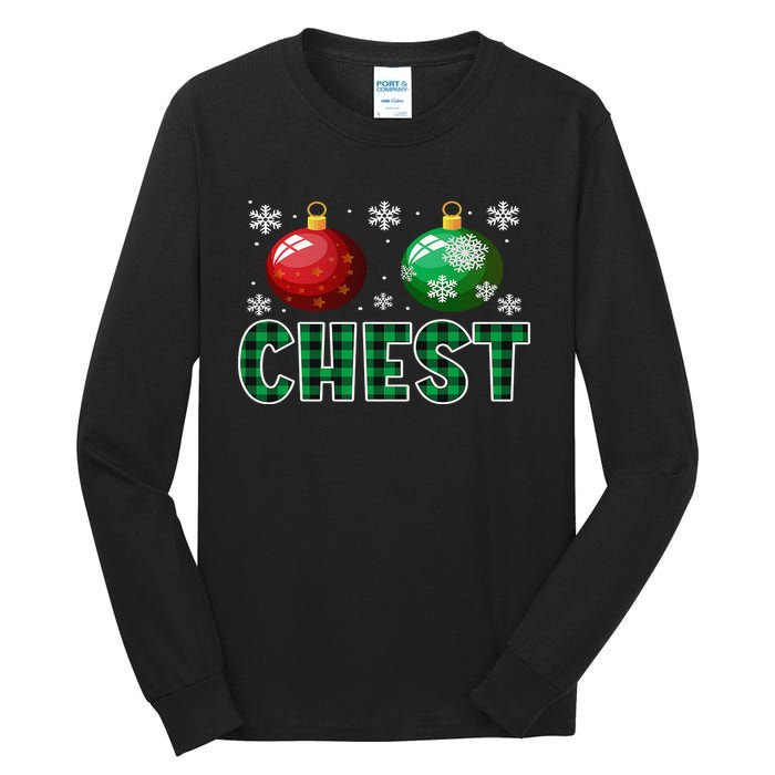 Chest Nuts Christmas Matching Couple Plaid Graphic Chestnuts  Tall Long Sleeve T-Shirt