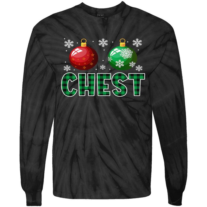 Chest Nuts Christmas Matching Couple Plaid Graphic Chestnuts  Tie-Dye Long Sleeve Shirt