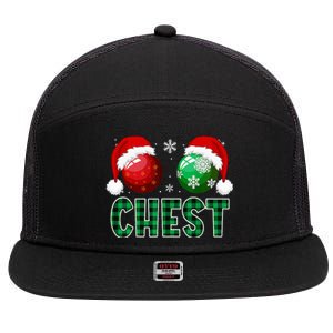 Chest Nuts Christmas Funny Matching Couple Chestnuts  7 Panel Mesh Trucker Snapback Hat