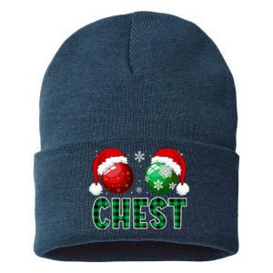 Chest Nuts Christmas Funny Matching Couple Chestnuts  Sustainable Knit Beanie