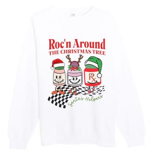 Crna Nurse Christmas Christmas Tree Pharmacy Tech Premium Crewneck Sweatshirt