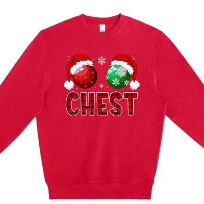 Chest Nuts Christmas Funny Matching Couple Chestnuts  Premium Crewneck Sweatshirt