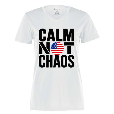 Calm Not Chaos Bold Political Women's Momentum V-Neck T-Shirt