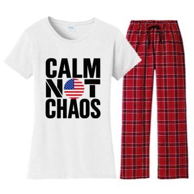 Calm Not Chaos Bold Political Women's Flannel Pajama Set