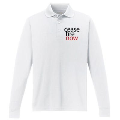 Ceasefire Now Performance Long Sleeve Polo