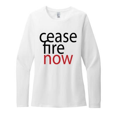 Ceasefire Now Womens CVC Long Sleeve Shirt