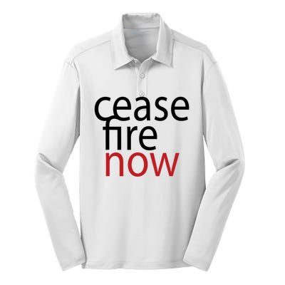 Ceasefire Now Silk Touch Performance Long Sleeve Polo