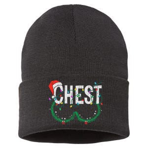 Chest Nuts Christmas Funny Matching Couple Chestnuts Sustainable Knit Beanie