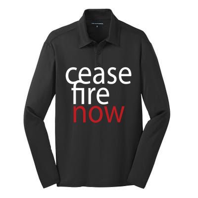 Ceasefire Now Silk Touch Performance Long Sleeve Polo