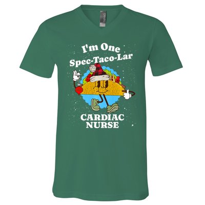 Cardiac Nurse Christmas Funny Taco Pun Cardiology Quote V-Neck T-Shirt