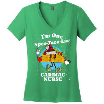 Cardiac Nurse Christmas Funny Taco Pun Cardiology Quote Women's V-Neck T-Shirt