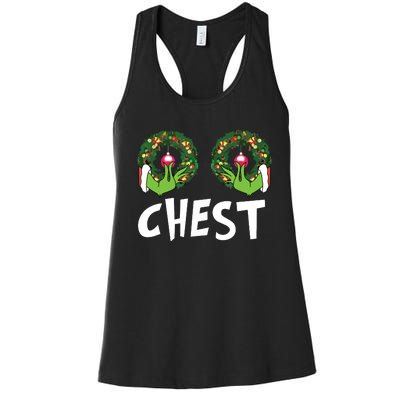 Chest Nuts Christmas Shirts Funny Matching Couple Chest Nuts Women's Racerback Tank