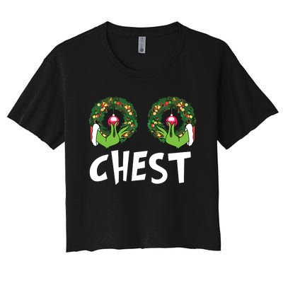 Chest Nuts Christmas Shirts Funny Matching Couple Chest Nuts Women's Crop Top Tee