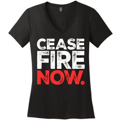 Ceasefire Now Women's V-Neck T-Shirt