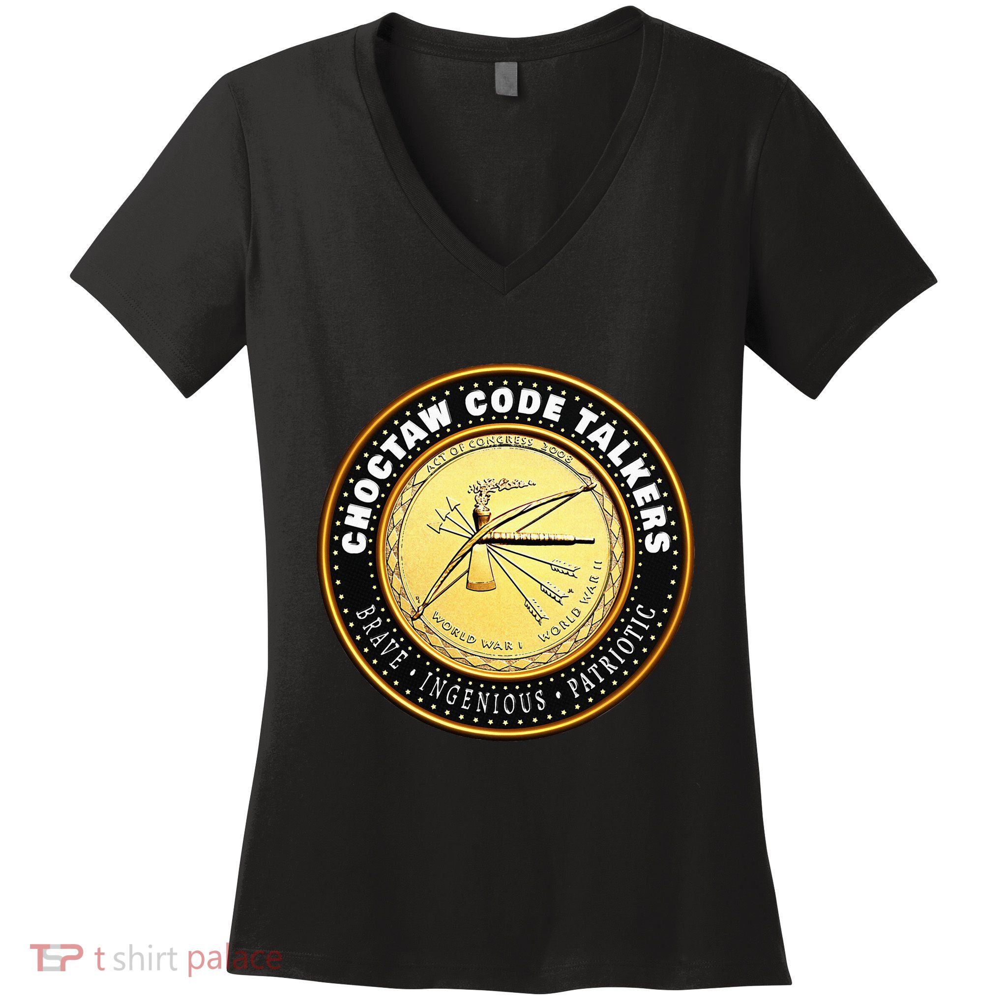 Choctaw Nation Code Talkers Homage For Heritage Supporters Women's V-Neck T-Shirt