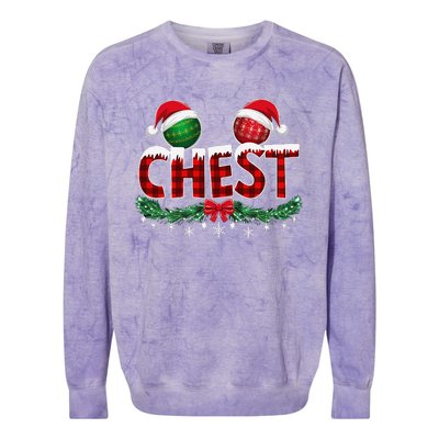 Chest Nuts Christmas Funny Matching Couple Chestnuts Xmas Colorblast Crewneck Sweatshirt