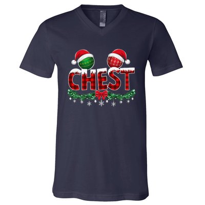 Chest Nuts Christmas Funny Matching Couple Chestnuts Xmas V-Neck T-Shirt