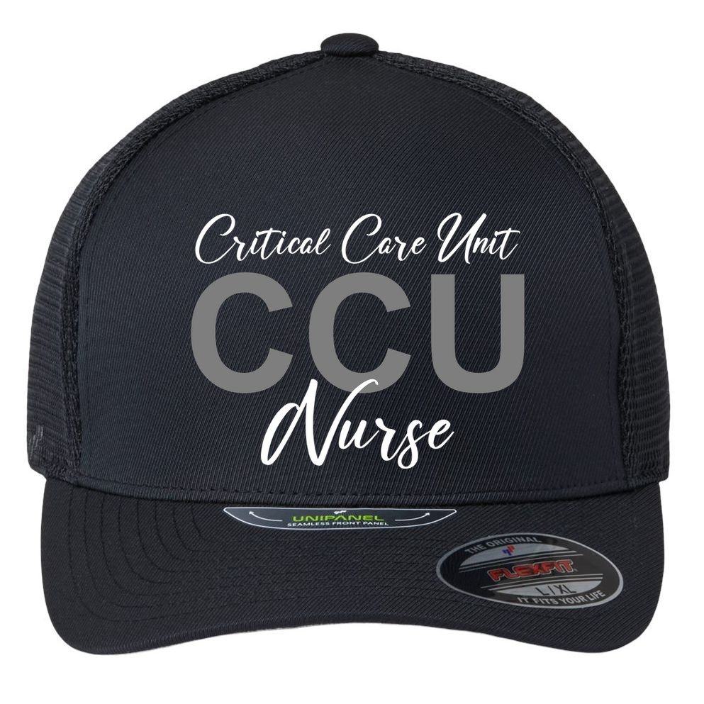 CCU Nurse Critical Care Unit Nursing Flexfit Unipanel Trucker Cap