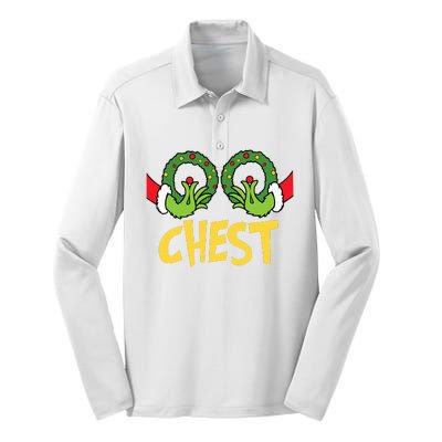 Chest Nuts Christmas Funny Matching Couple Chest Nuts Silk Touch Performance Long Sleeve Polo